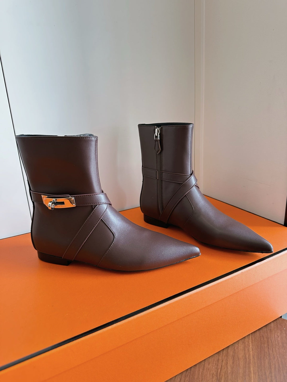 HM 26s Nice Ankle Boots 1.5cm Brown Leather 150730