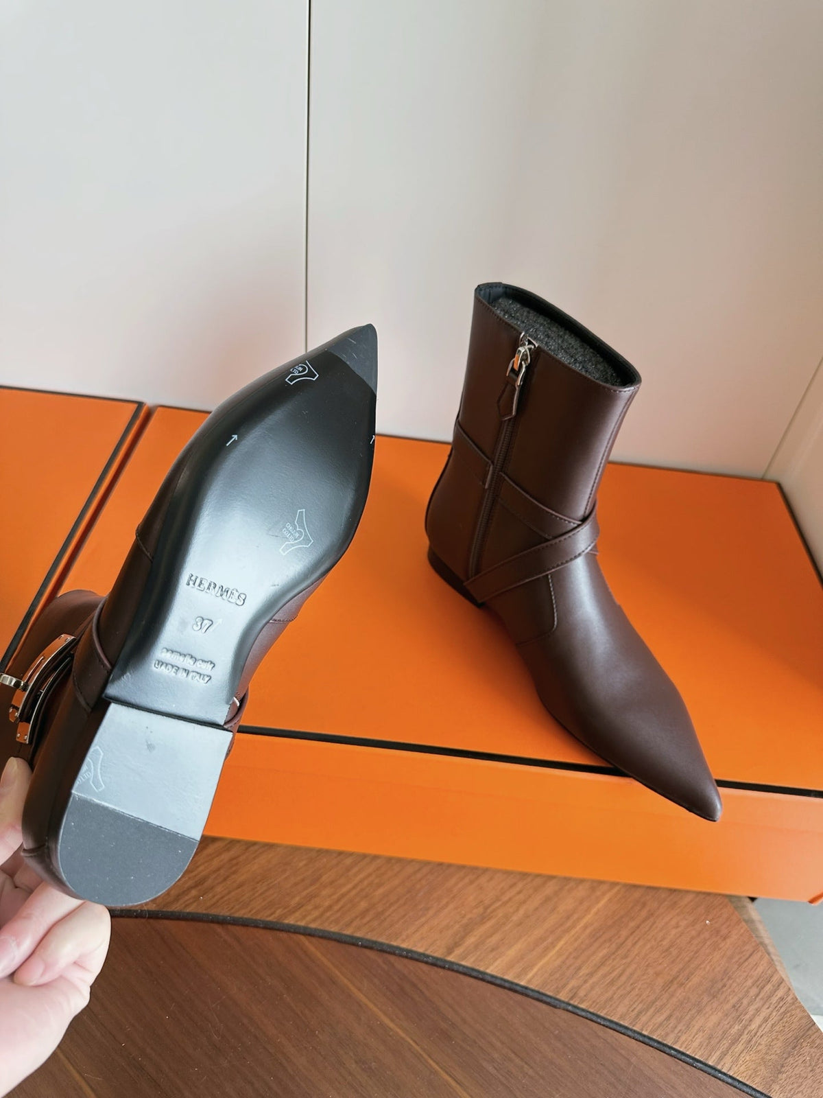 HM 26s Nice Ankle Boots 1.5cm Brown Leather 150730