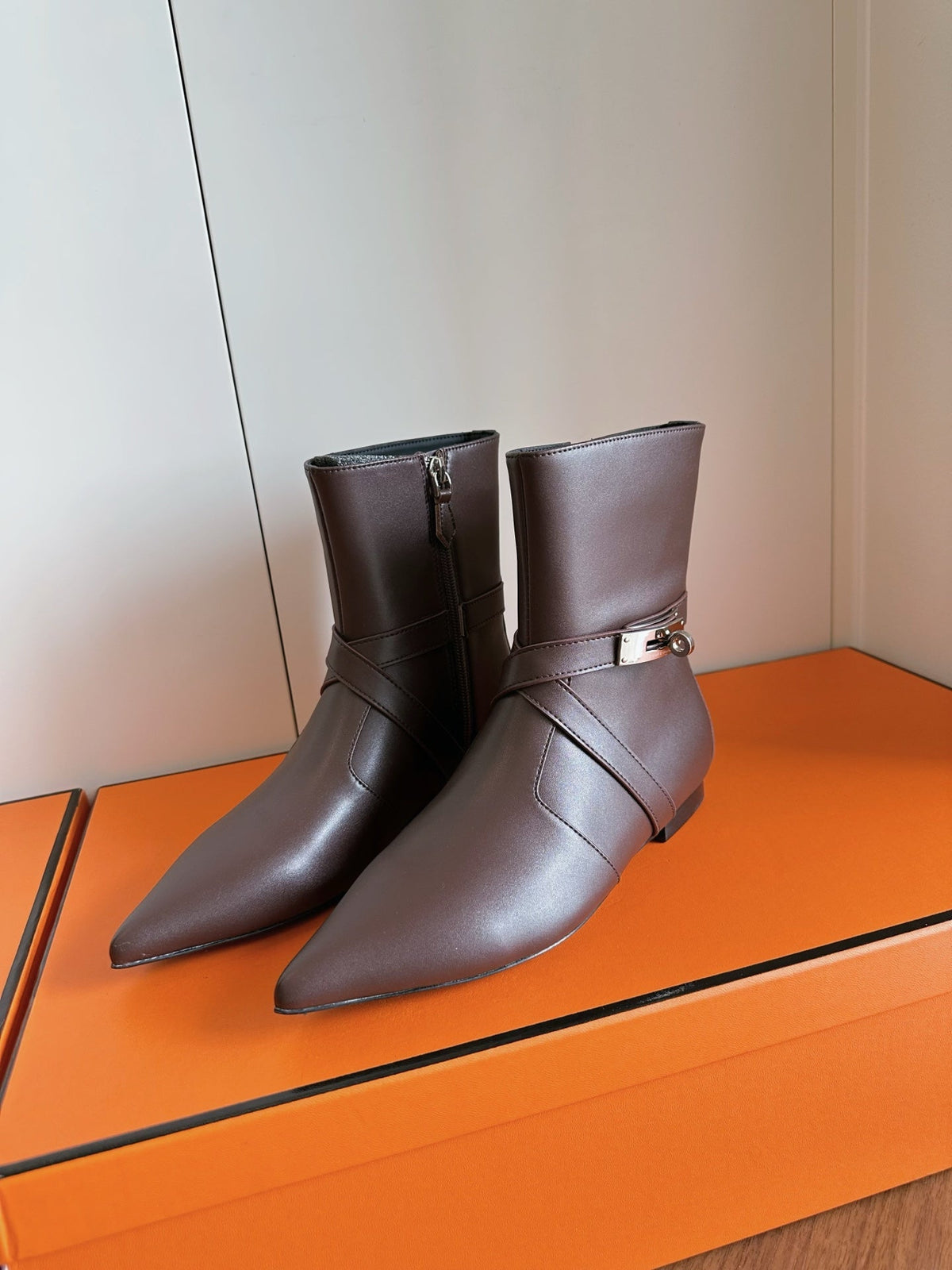 HM 26s Nice Ankle Boots 1.5cm Brown Leather 150730