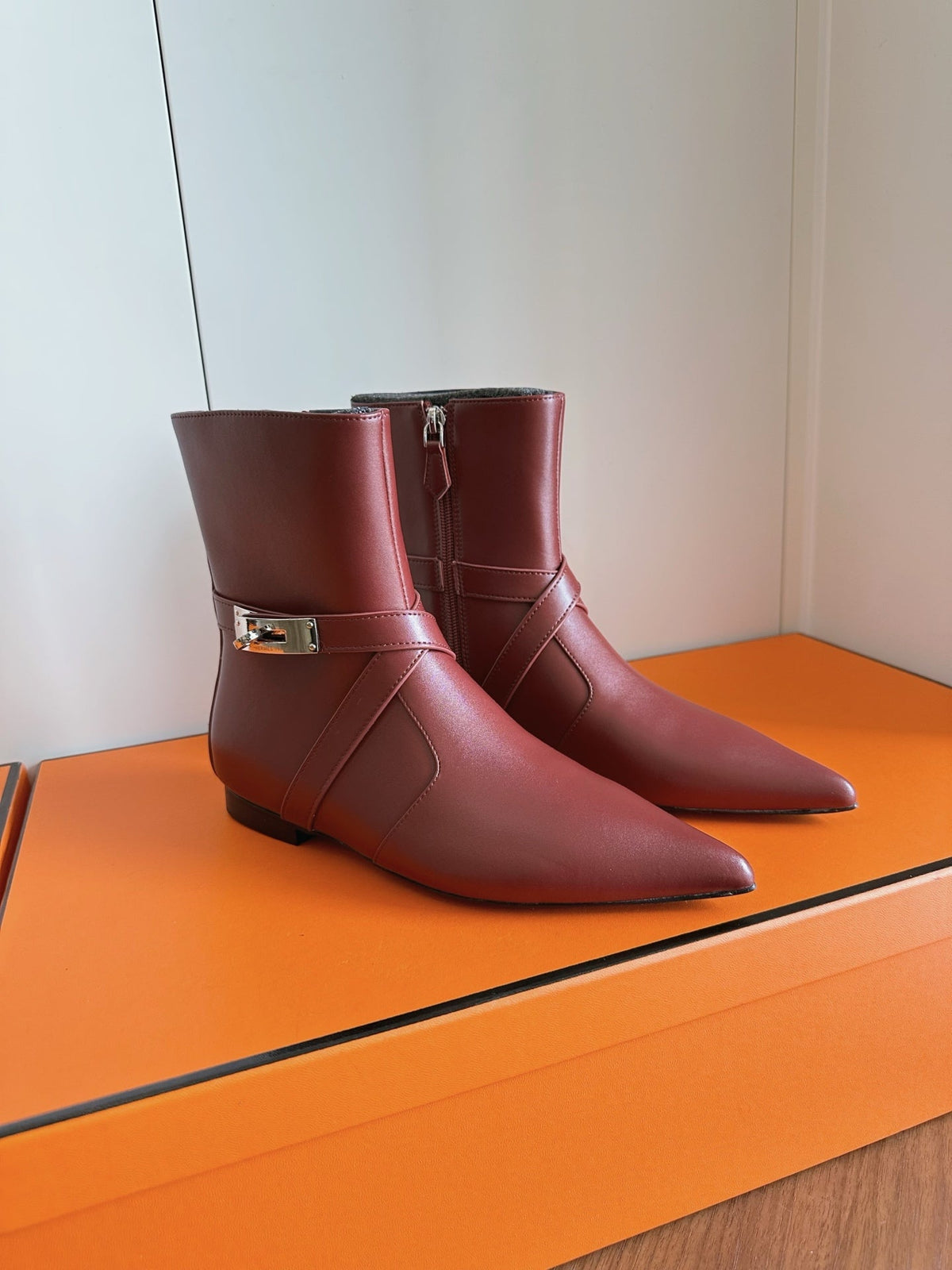 HM 26s Nice Ankle Boots 1.5cm Burgundy Leather 150731