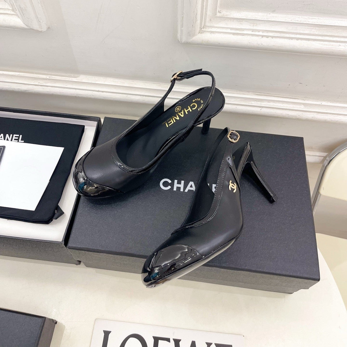 CC 26s Slingbacks Conic Heel 9cm Black Leather 946881