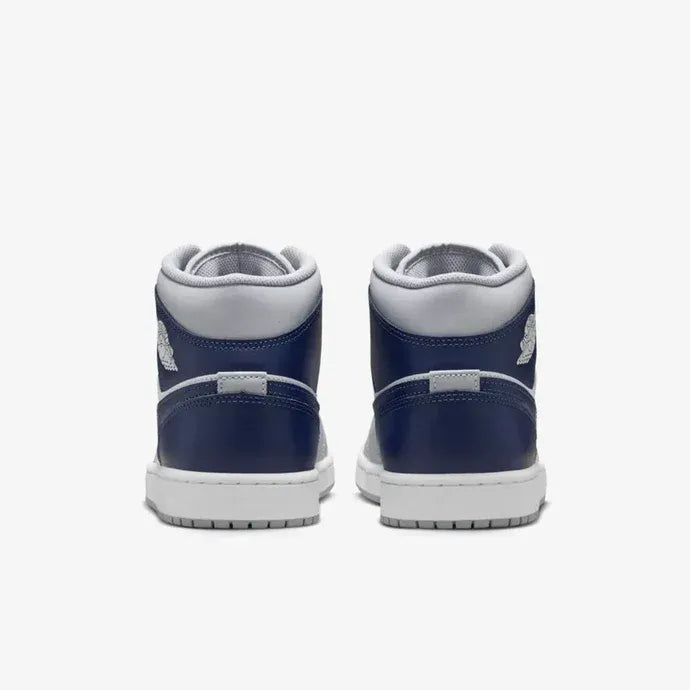 Nike Air Jordan 1 Mid Wolf Grey Midnight Navy Leather