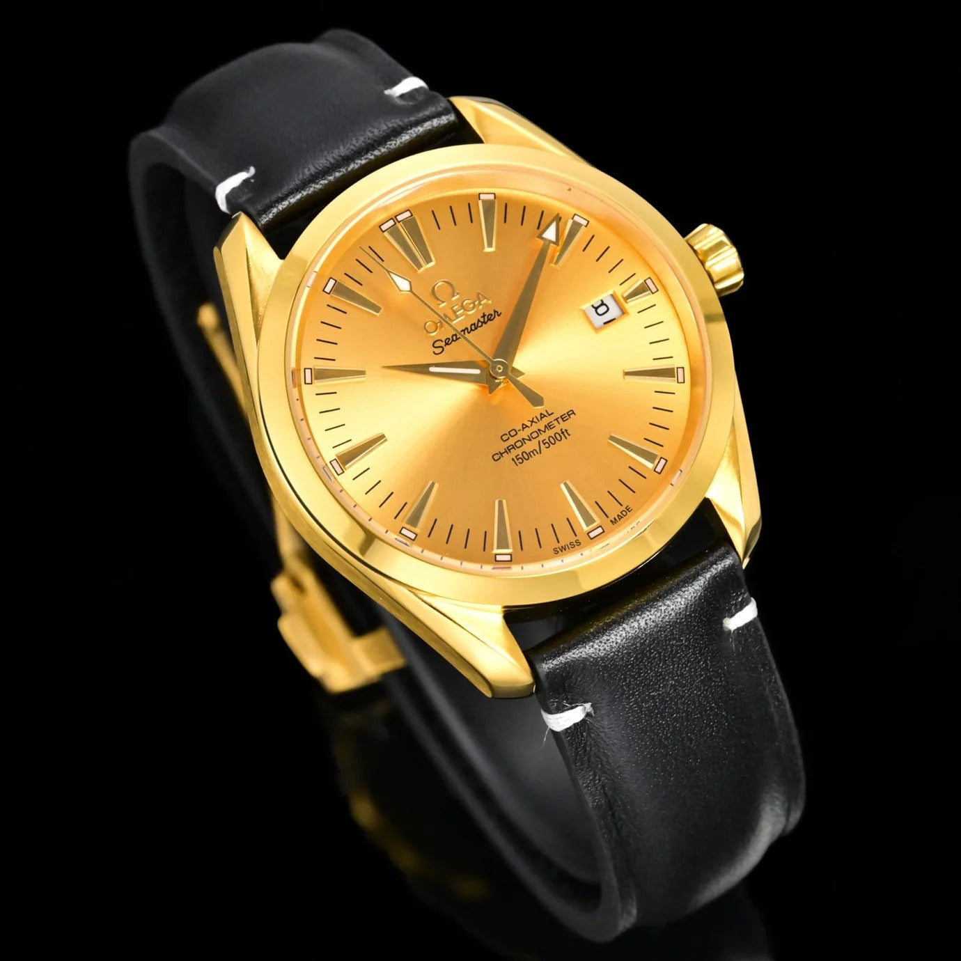 Omega Seamaster 150M Aqua Terra Observatory 39mm Gold Case Gold Dial