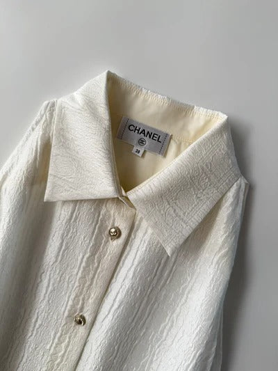Chanel 2026 Long-sleeved Shirt White Silk Jacquard 357364