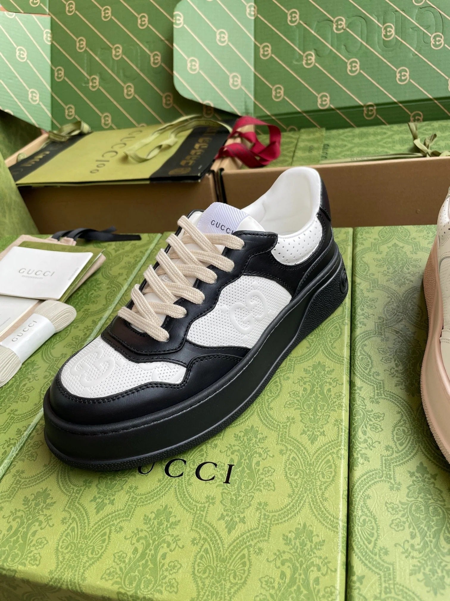 GG 26 Sneaker White Navy Blue Canvas Suede 632877