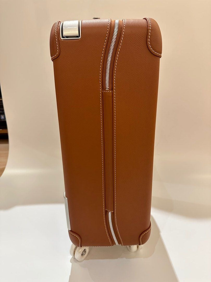 HM R.M.S Cabin Suitcase Brown Canvas & Taurillon Regate Leather