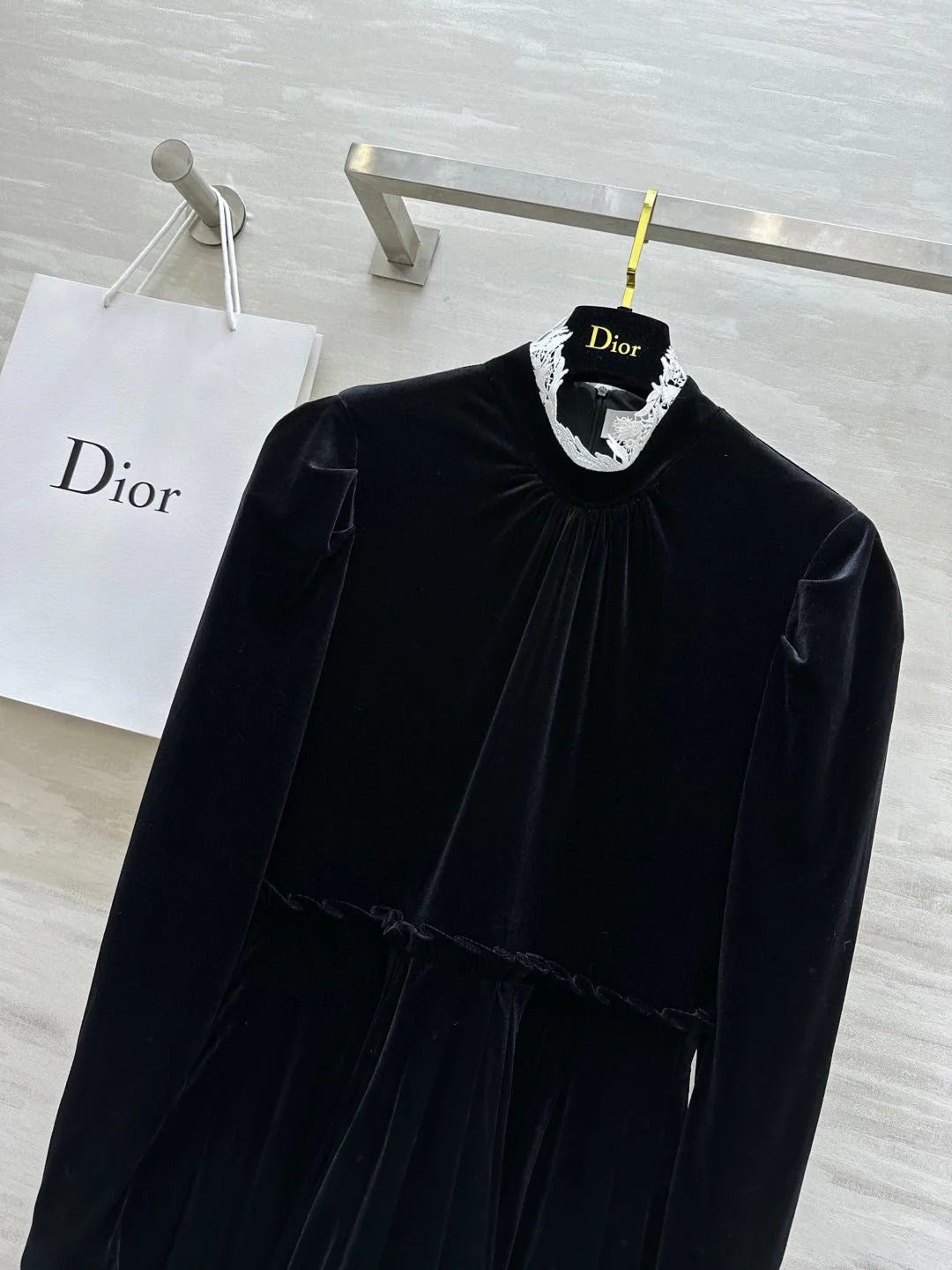DIOR 25S LONG-SLEEVED VELVET DRESS STYLE 266