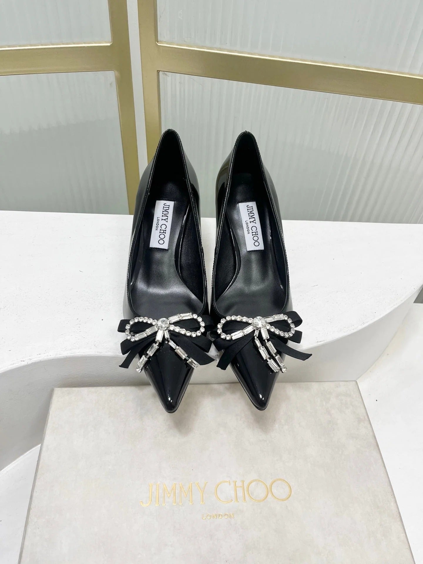 Jimmy 26s Pointed Toe Pump 55 Black Patent Leather 605968