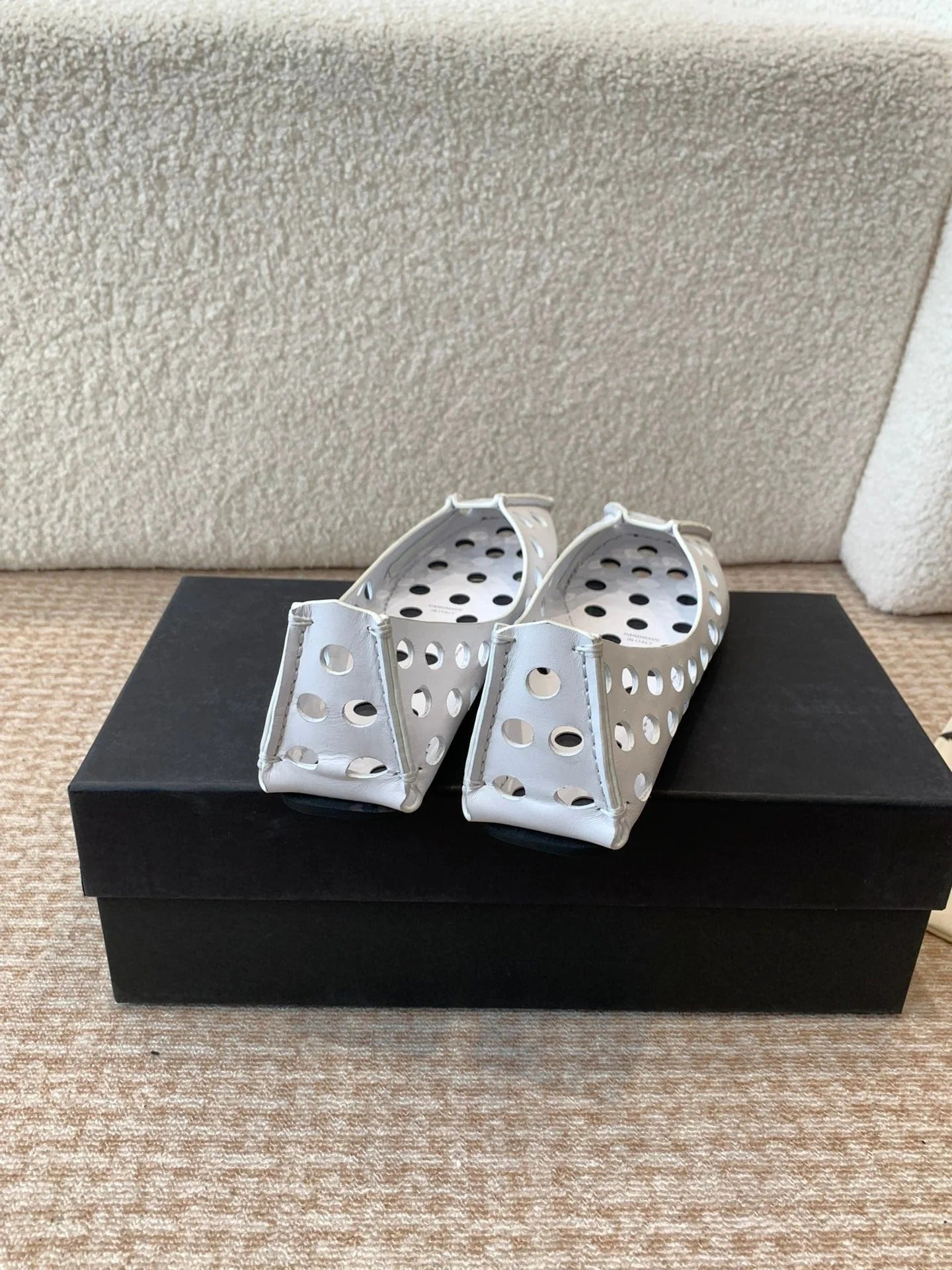 Perfo Ballet Flats In White Calfskin