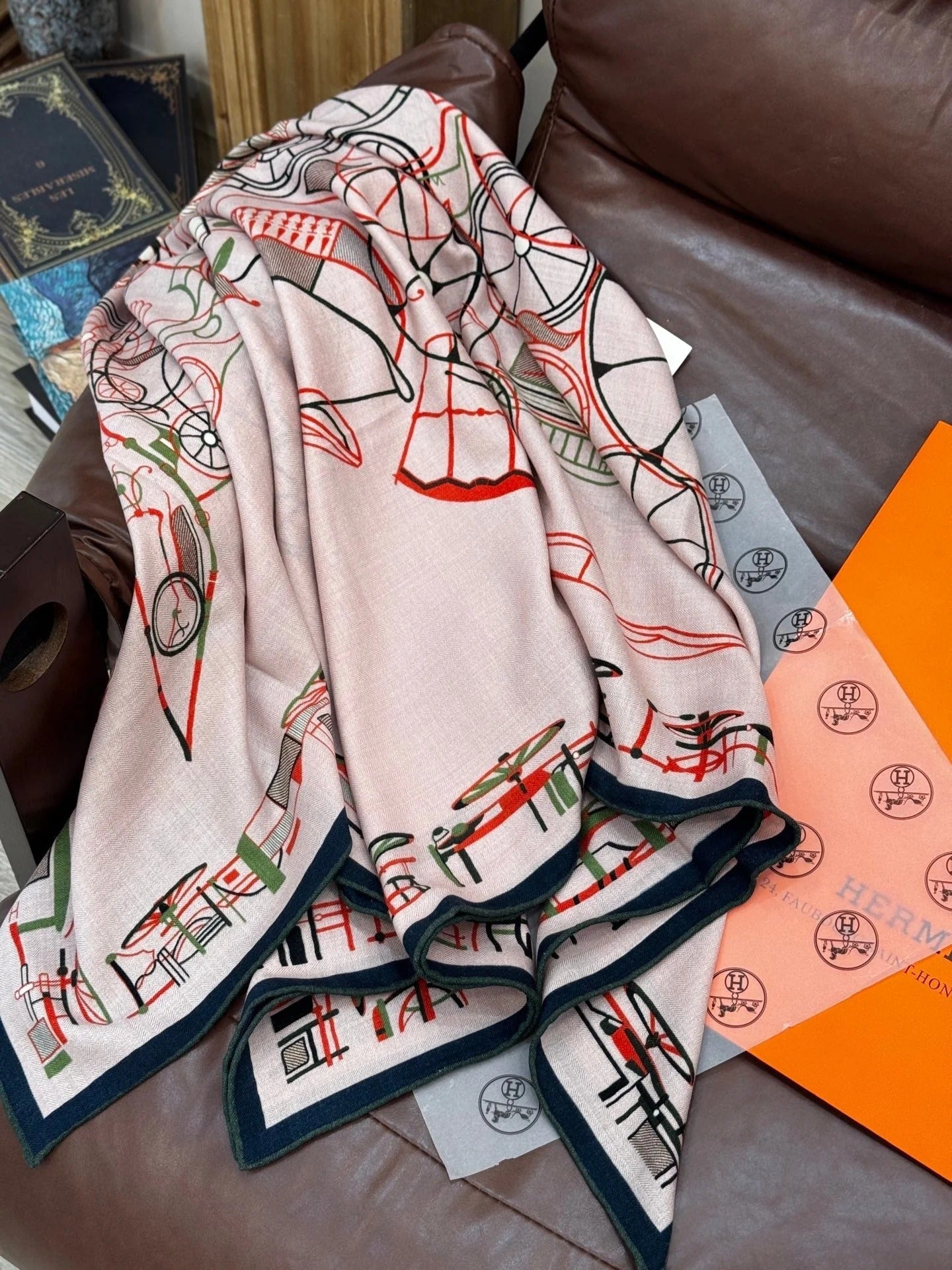 HERMES 25S SCARF 140 IN CASHMERE SILK 727319