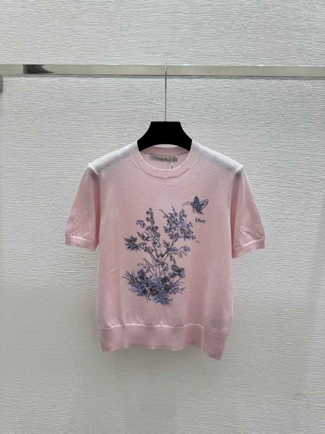 Dior 2026 Short-sleeved Top Cream Pink Purple Wool