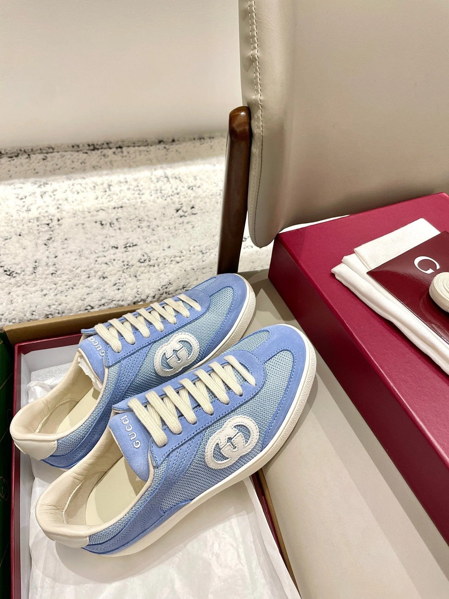 GG 26 Sneaker Baby Blue Canvas Suede 632818