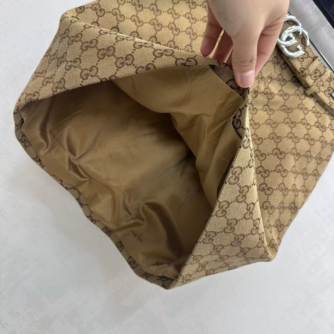 Gucci 2026 Mini Skirt Camel Dark Brown Cotton Polyester