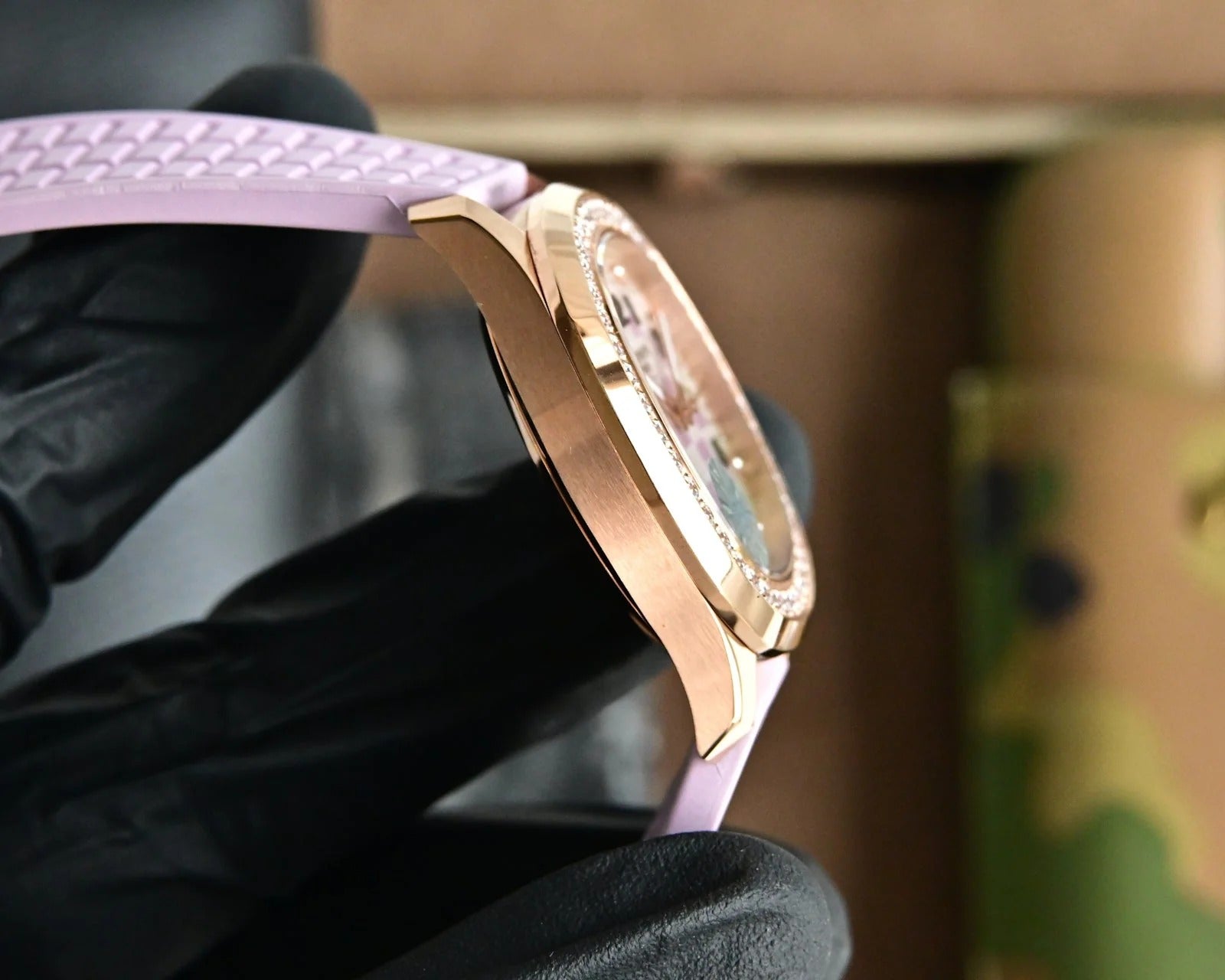 Patek Aquanaut 35.6mm Rose Gold Case Pink Strap Watch
