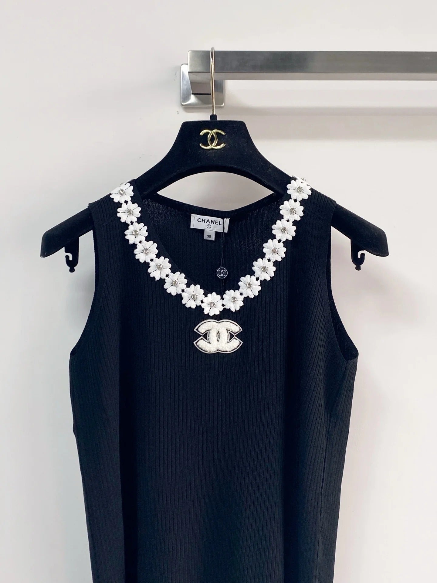 Chanel 2026 Flower Shirt White and Black Polyester Viscose