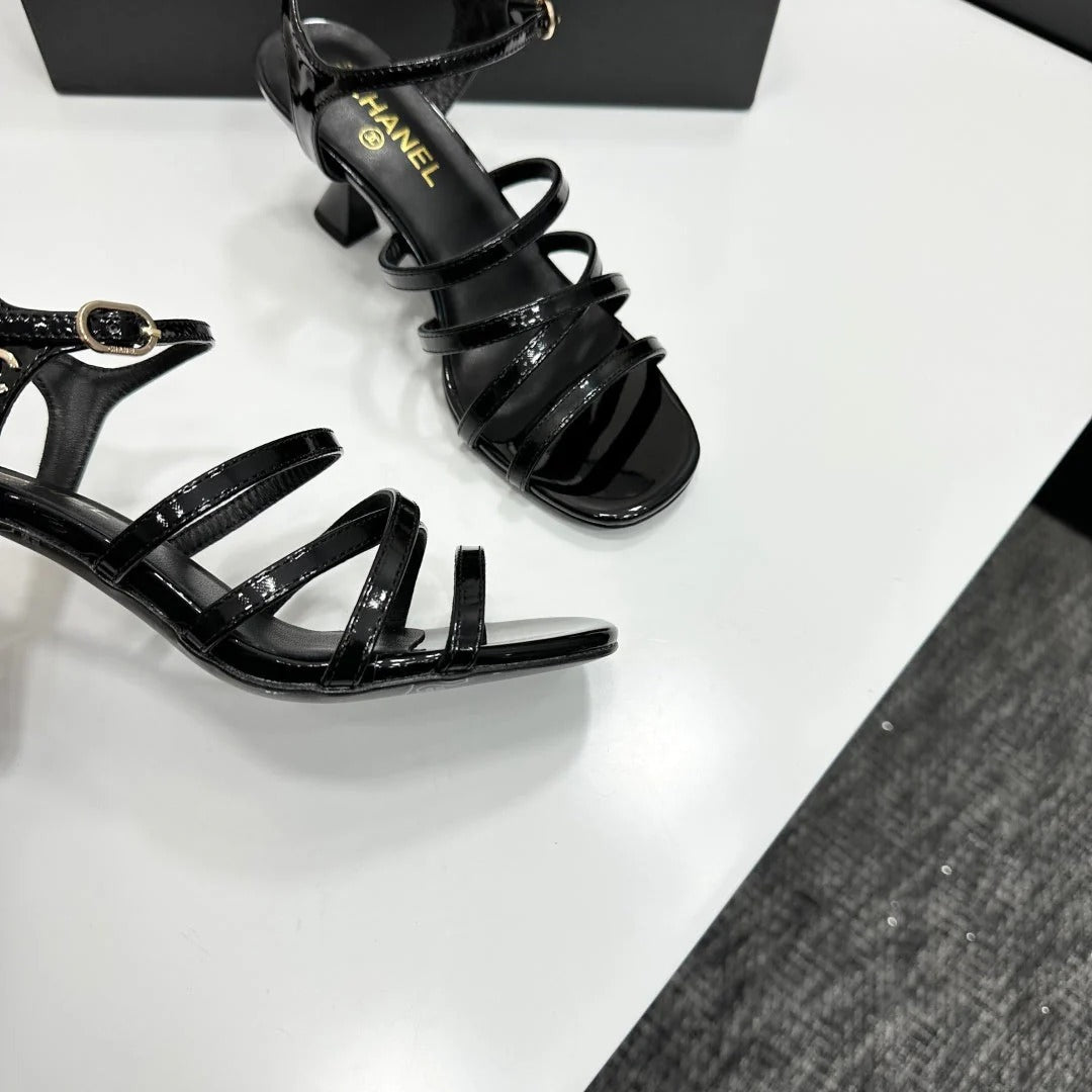 CC 26s High Heel Sandals 65 Black Patent Leather 626290