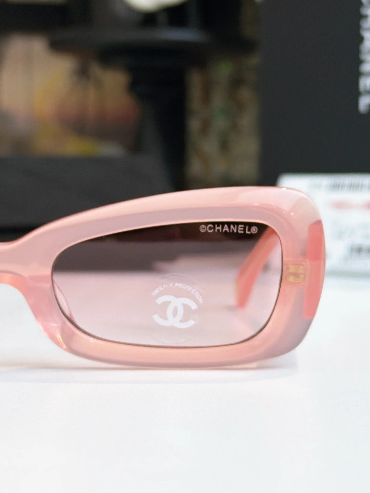 Chanel Cat Eye Sunglasses Pink Acetate Calfskin CH9181