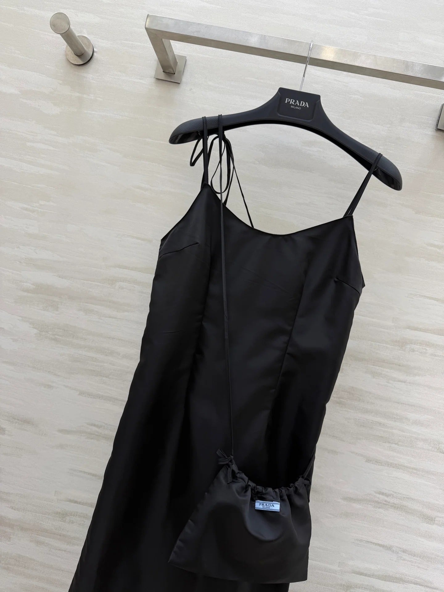 Prada 2026 Slip Dress Black Satin 358324