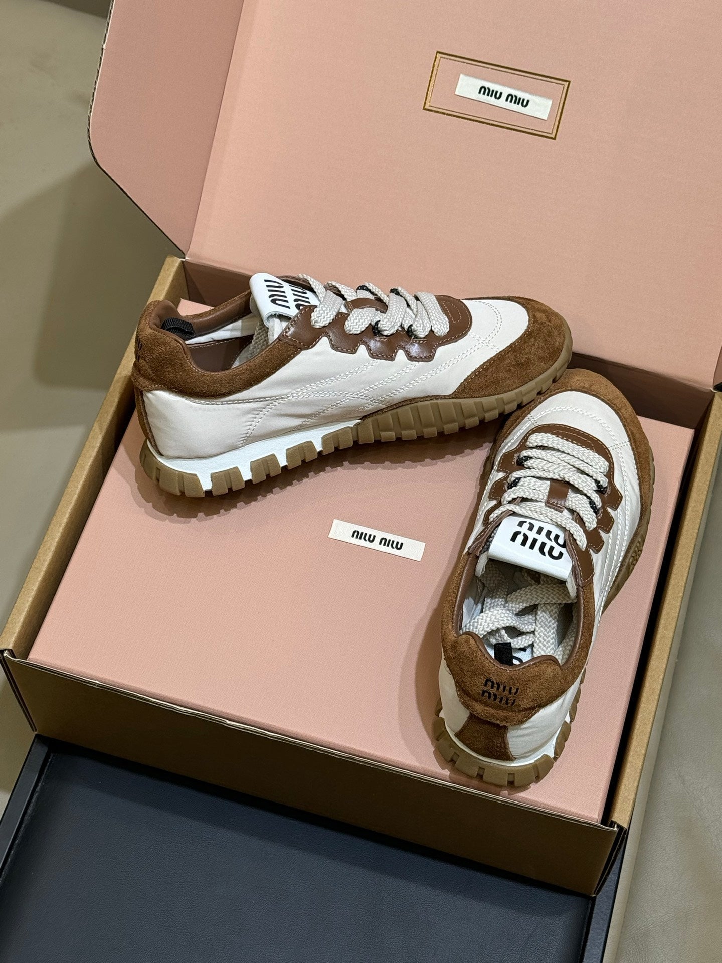 Miu Miu 2026 Tyre Sneaker Brown Leather Suede 621352