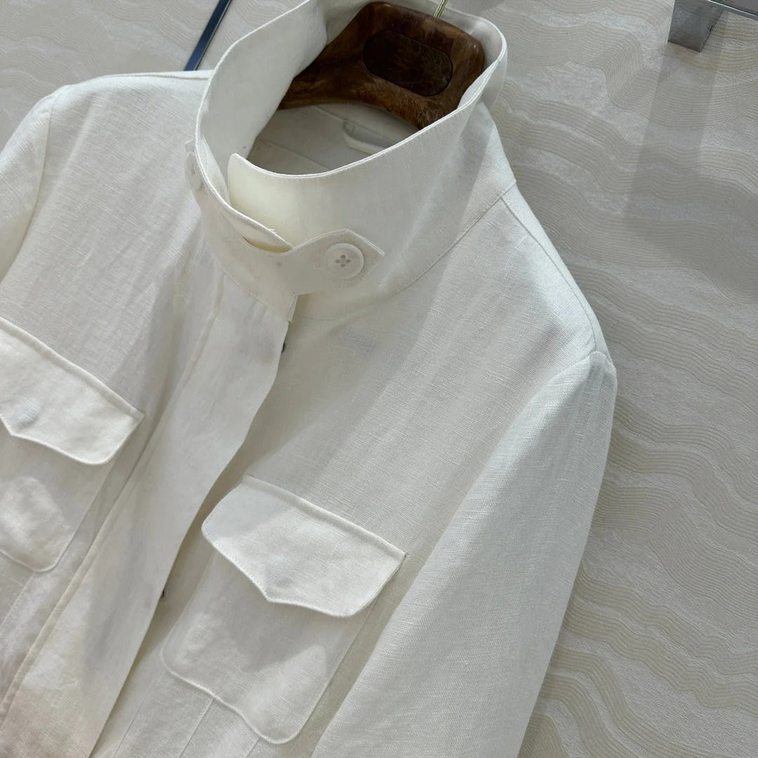 LP CLASSIC STAND-COLLAR LINEN JACKET 265165