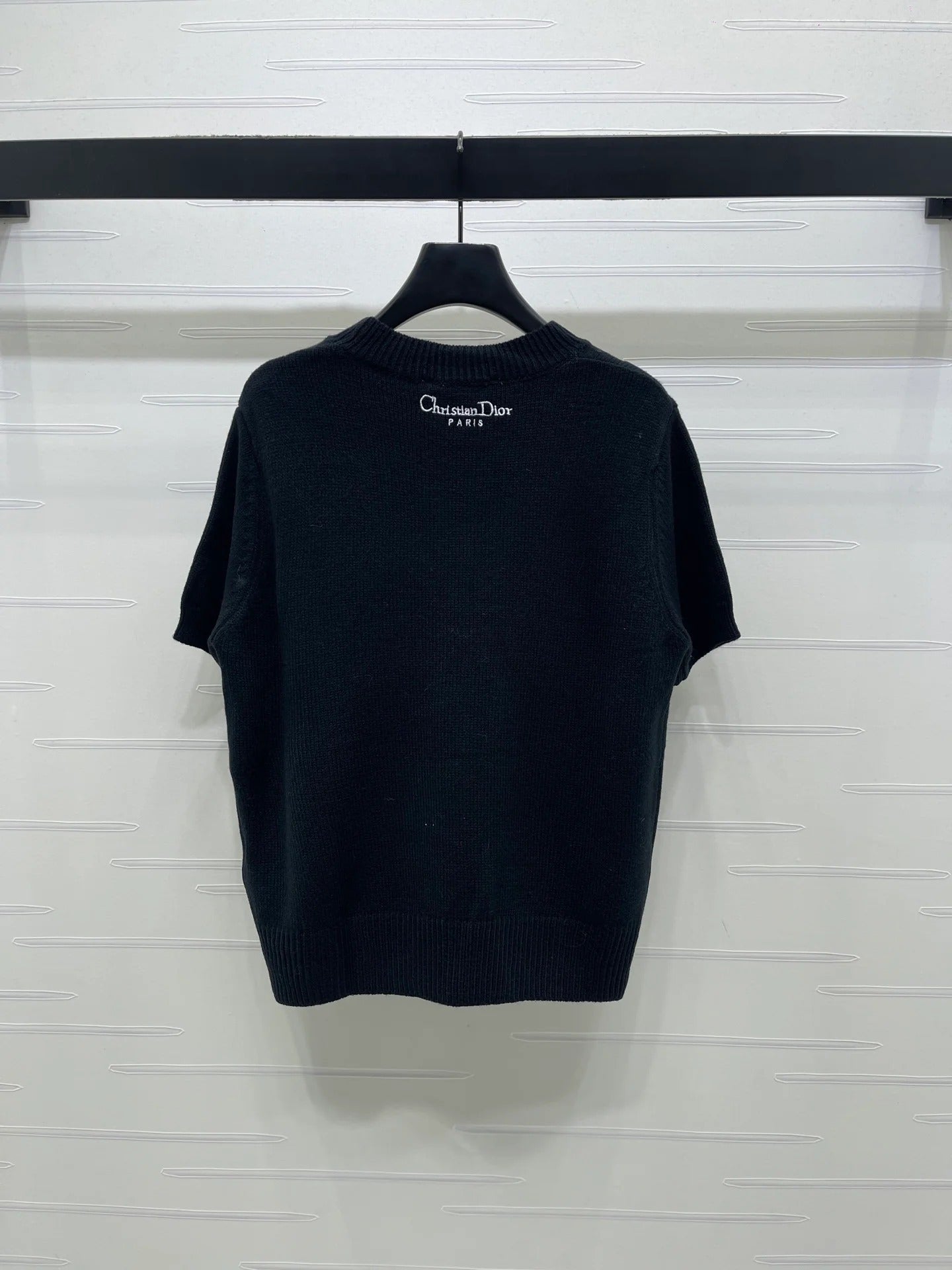 Dior 2026 Embroidered Letter Knit Short-Sleeve T-Shirt Wool