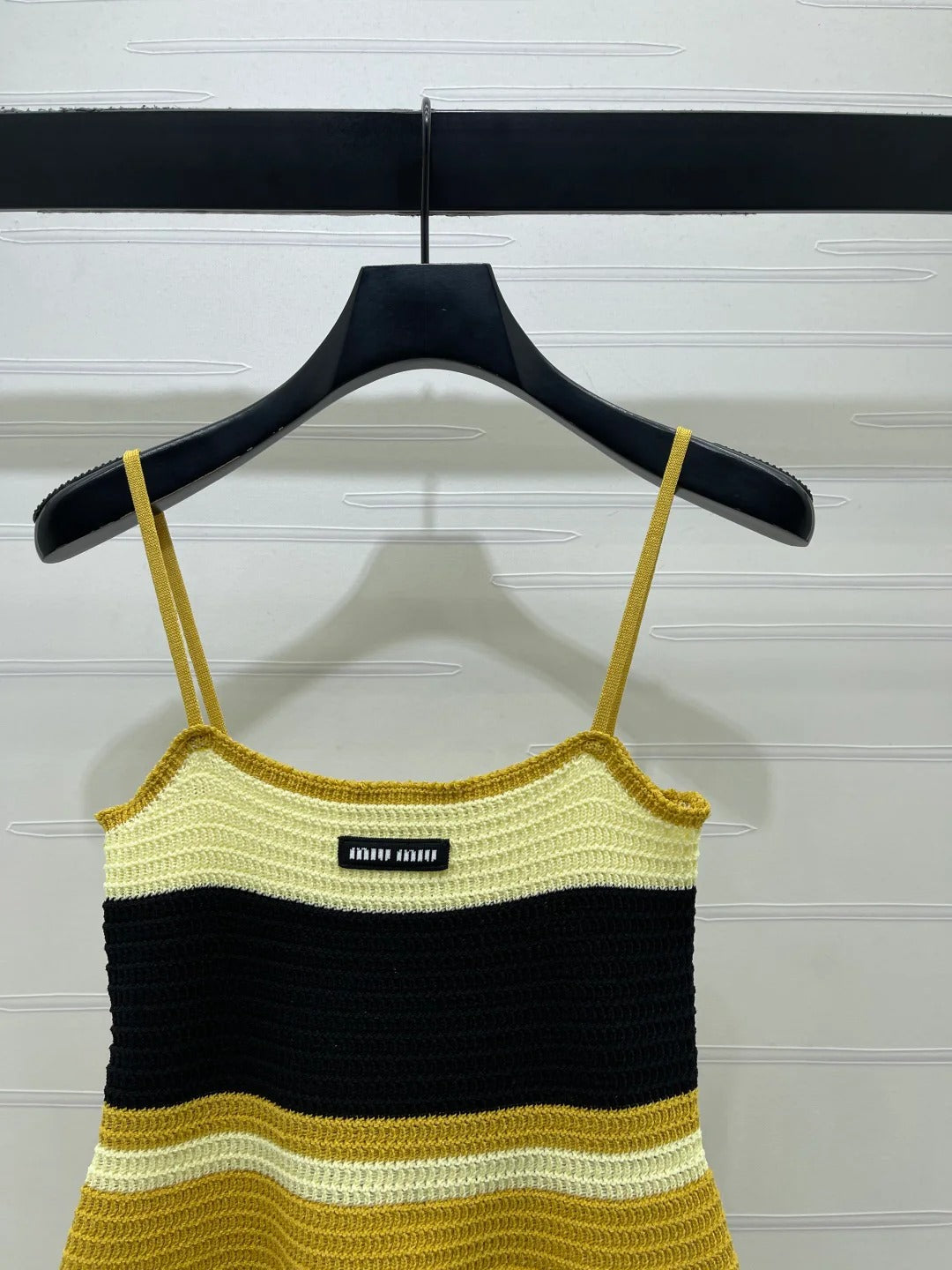 Miu Miu 2026 Striped Knit Tank Top Blue and Yellow Wool
