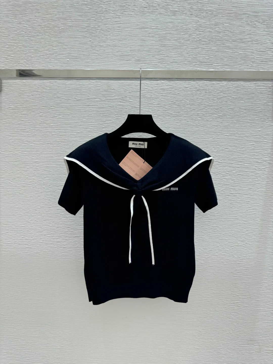 Miu Miu 2026 Sailor-style Knit Top With Tie Detail