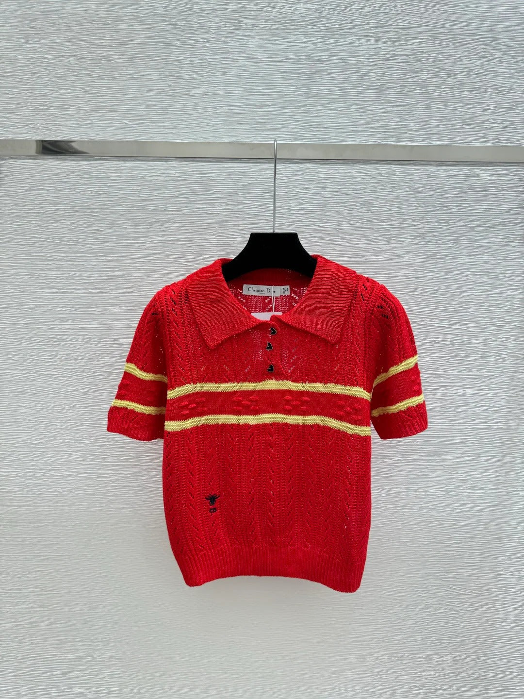 Dior 2026 Knitted Polo Shirt Red Blue Cream Wool