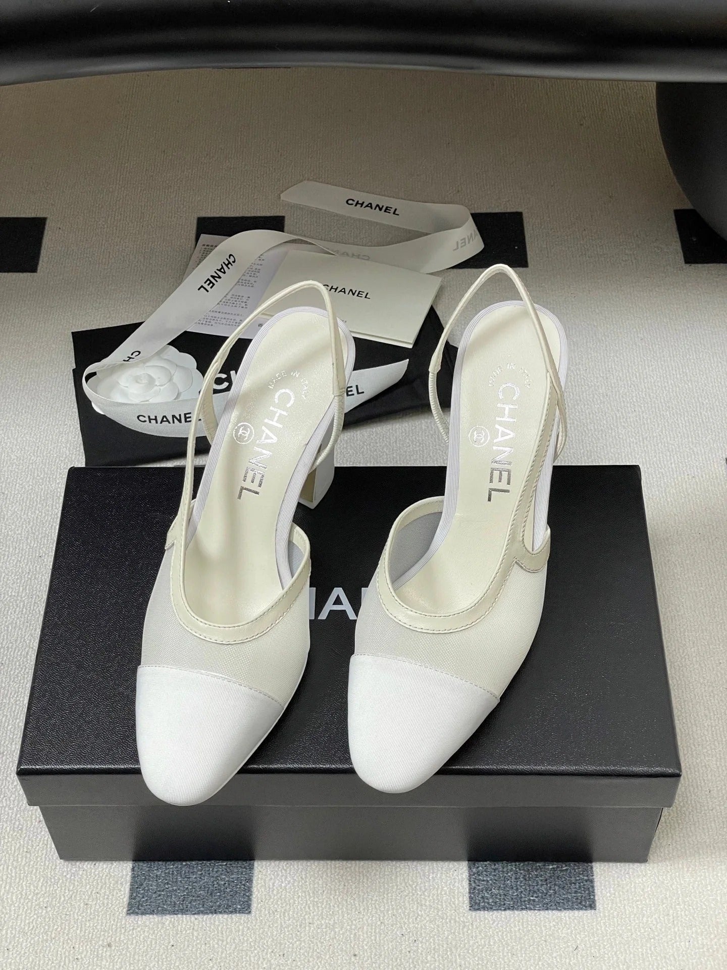 CC 26s Slingback 95 White Mesh Fabric Sheepskin 649441