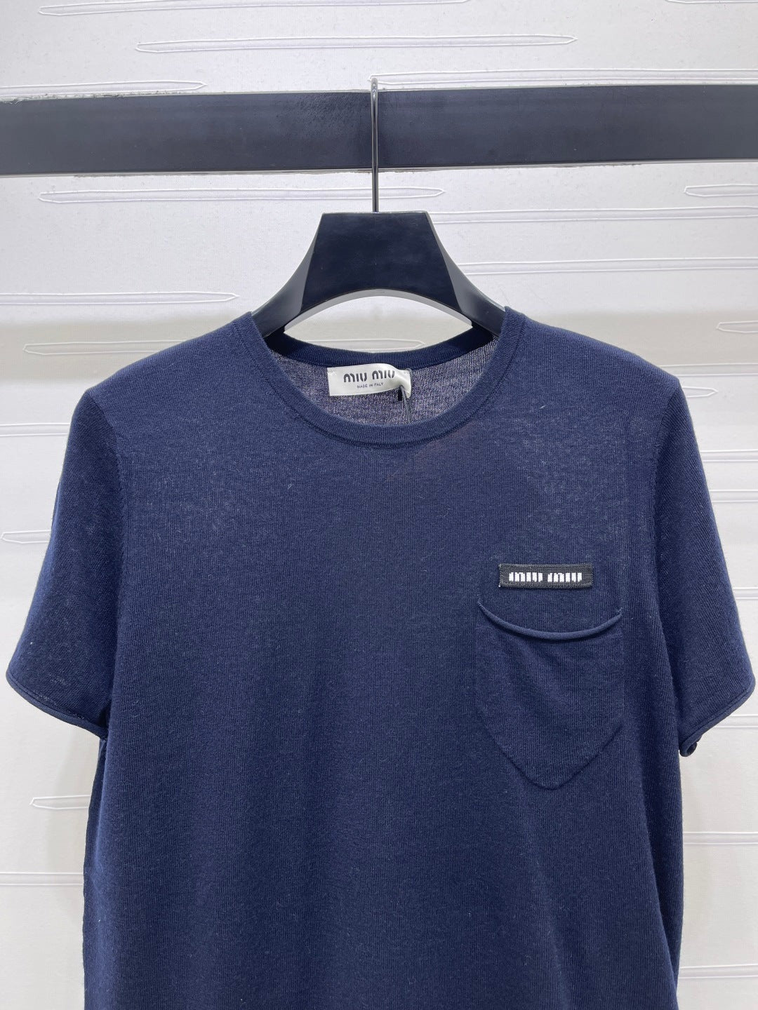 Miu Miu 2026 T-shirt Gray White Navy Blue Wool