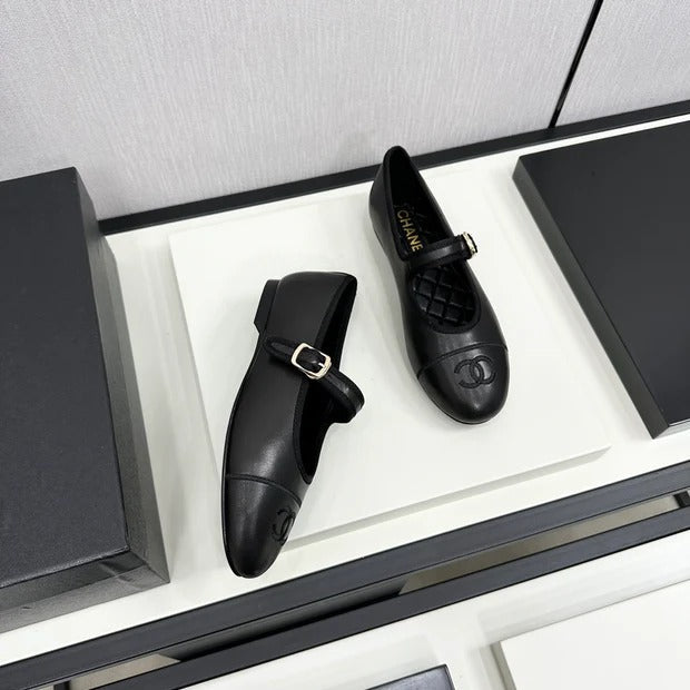 Chanel 2026 Mary Jane Ballet Flat Black Cowhide 597285