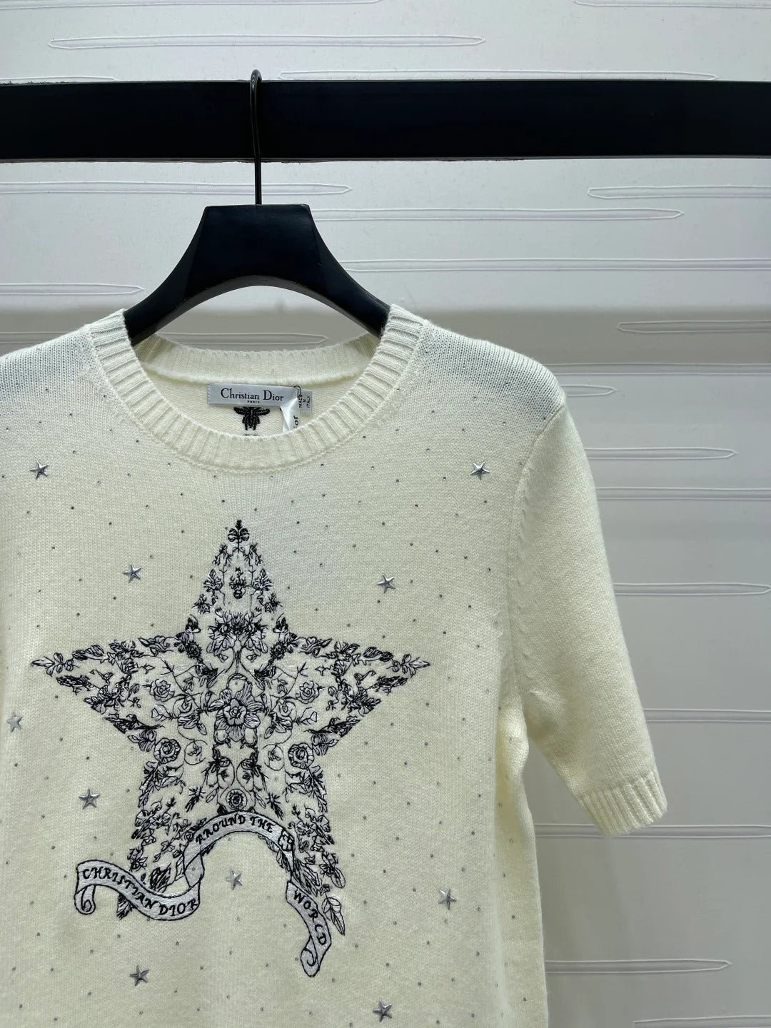 Dior 2026 Rhinestone Star Short-Sleeve Shirt Wool
