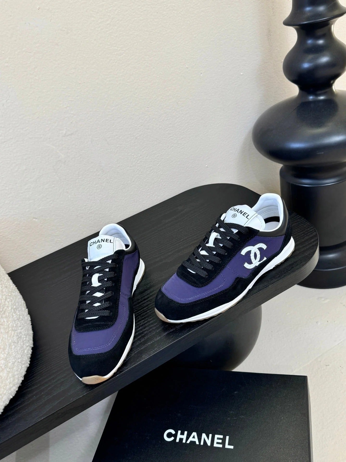 CC 26s Platform Sneakers Black Blue Sheepskin 627226