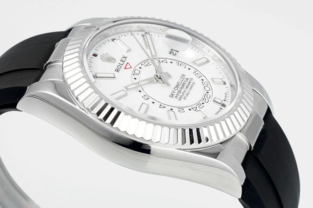 Rolex Sky-Dweller 42mm Stainless Steel Case White Dial Rubber Strap