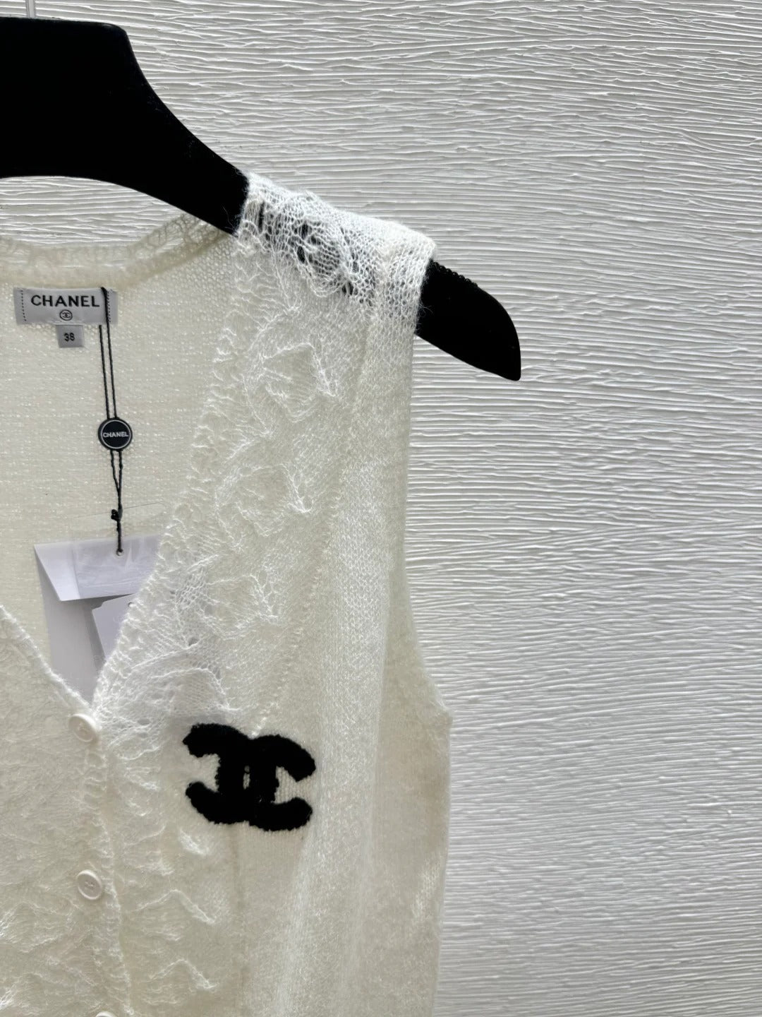 Chanel 2026 Knit Lace Camisole Blue and White Wool Acrylic