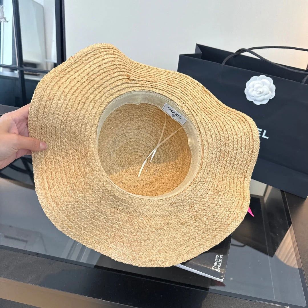 Chanel Straw Hat With Silk Ribbon 323571