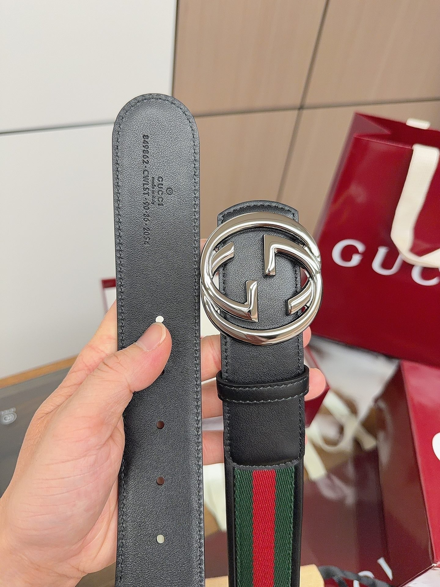 Gucci 2026 GG Buckle Web Belt 40mm Canvas Leather 215509