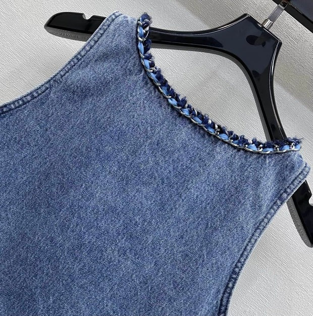 Chanel 2026 Denim Vest Blue Cotton 356145