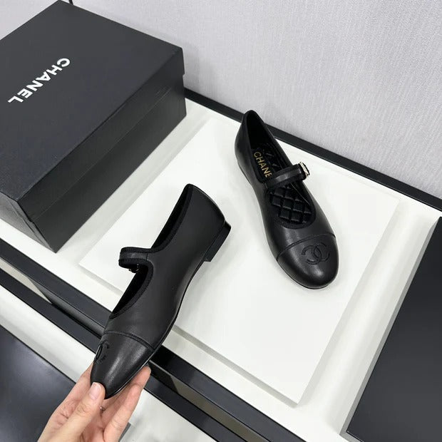 Chanel 2026 Mary Jane Ballet Flat Black Cowhide 597285