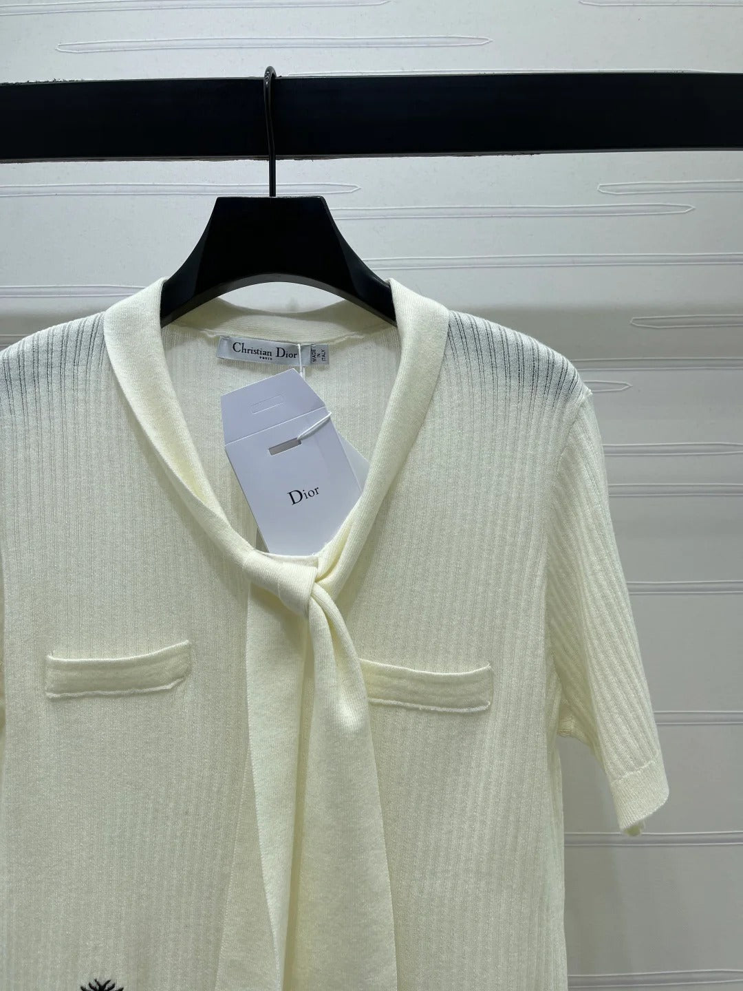 Dior 2026 Short-sleeved Knitted Polo Shirt White Beige Wool