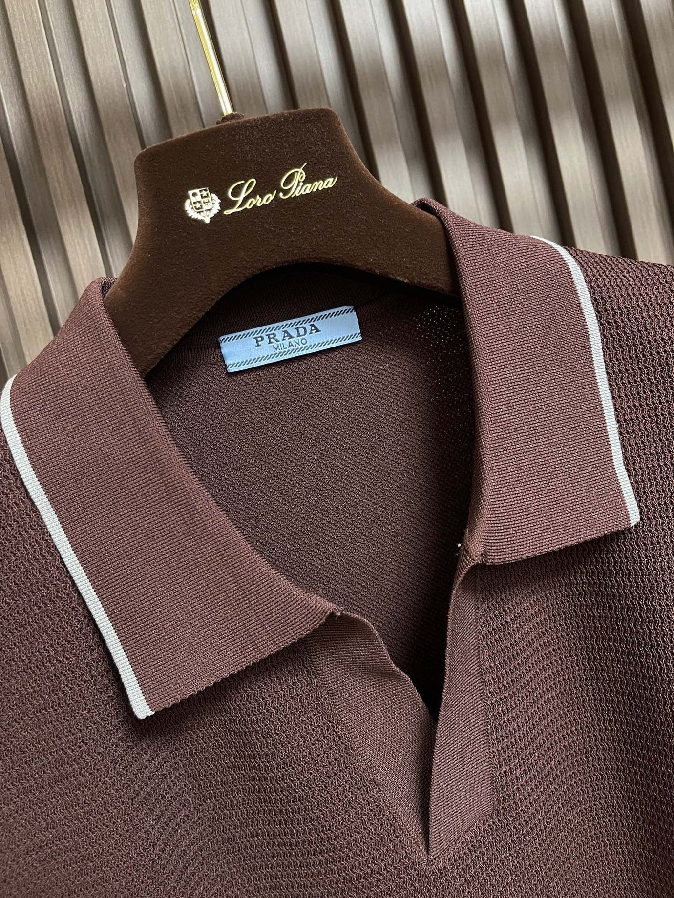 PRA 2026 Men's Short Polo Shirt Brown Knit Fabric 858387