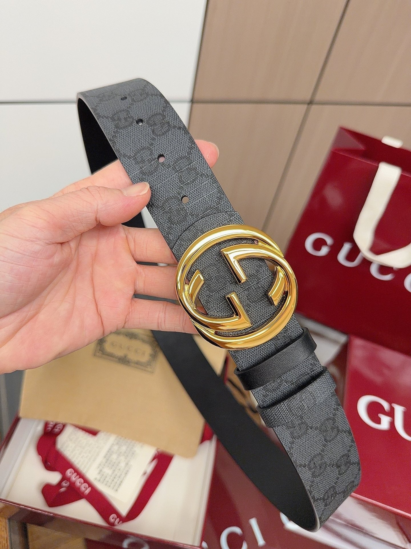 Gucci 2026 GG Supreme Belt 40mm Canvas Leather 215503
