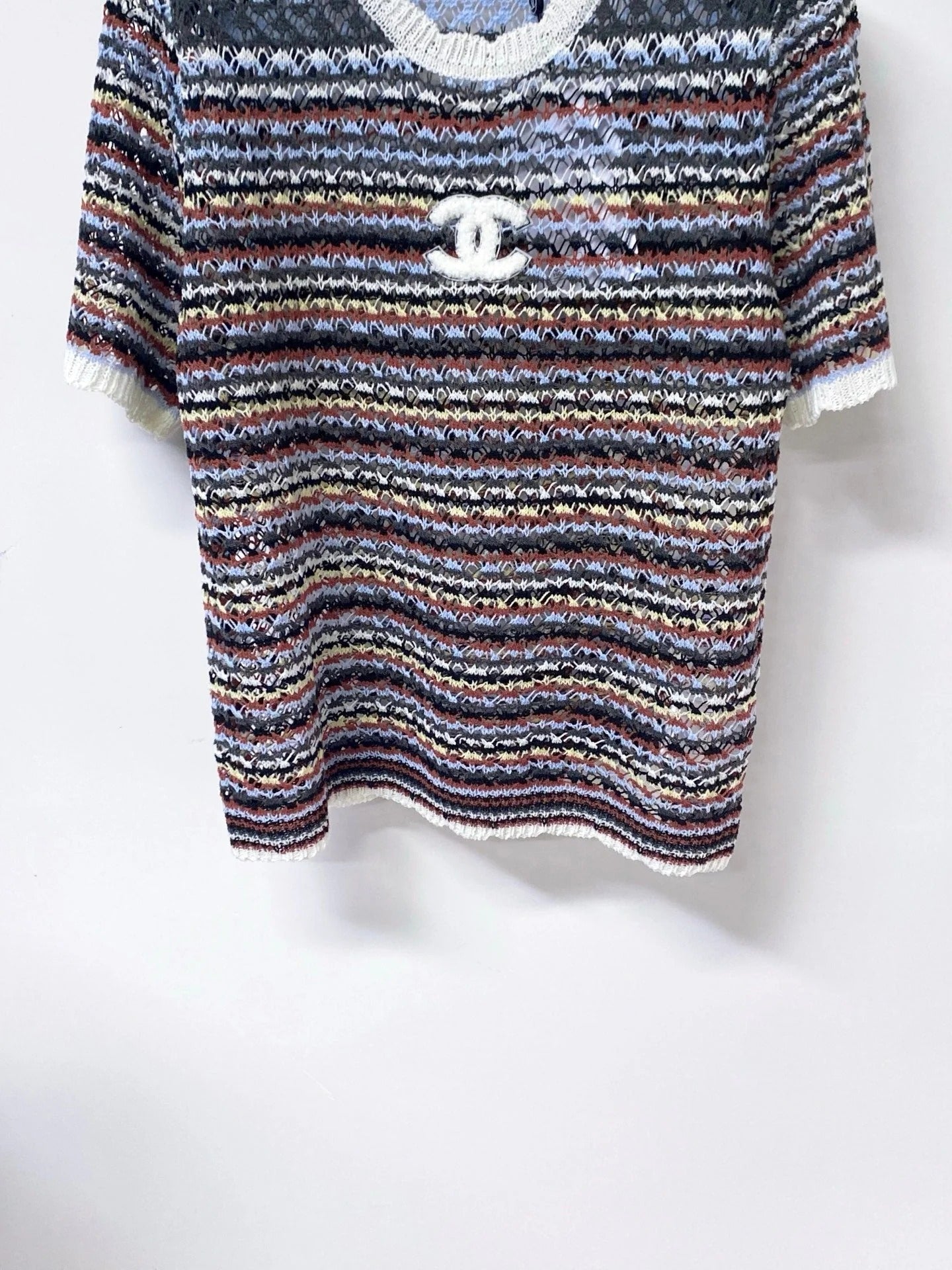 Chanel 2026 Strips Short-Sleeved Shirt Wool Laine 380254