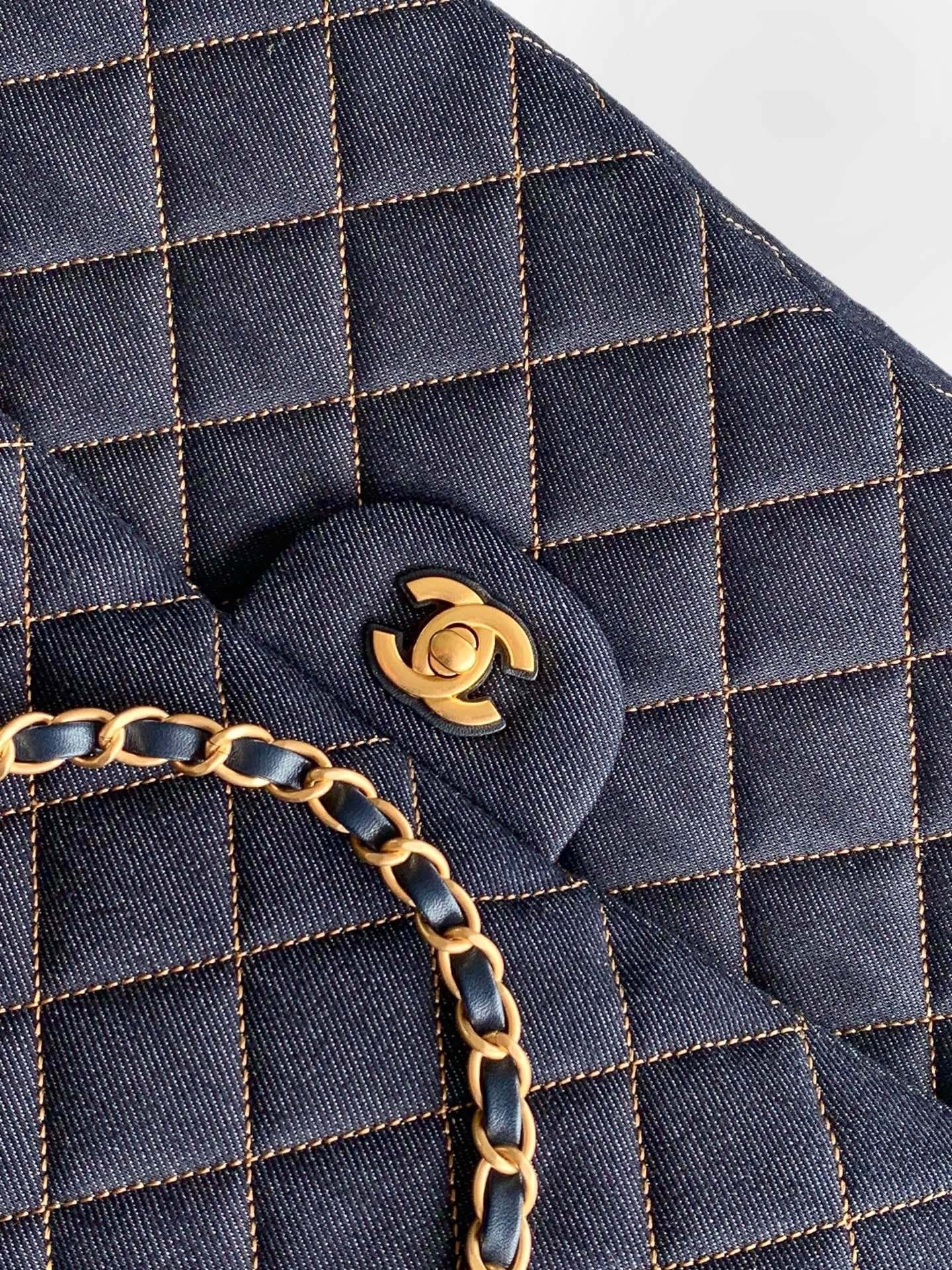 CC 2026 Flap Bag 38.5cm Blue Denim Leather