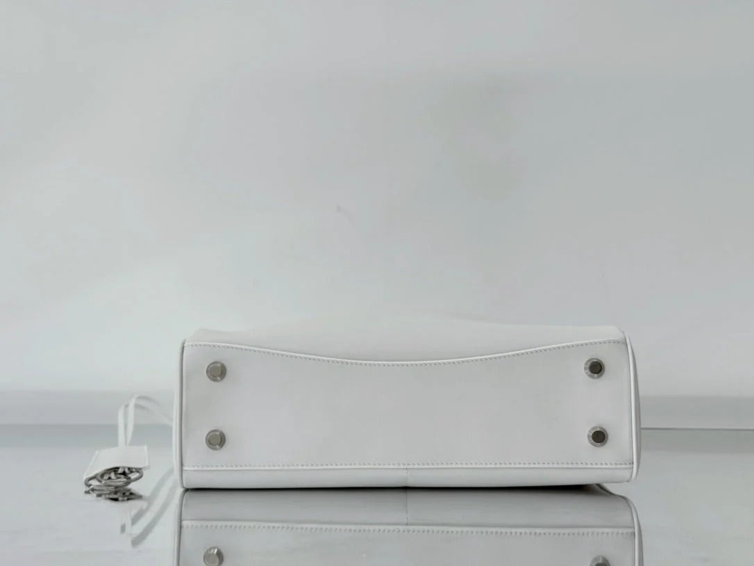 Balenciaga Medium Bag 35 White Calfskin Sliver Hardware