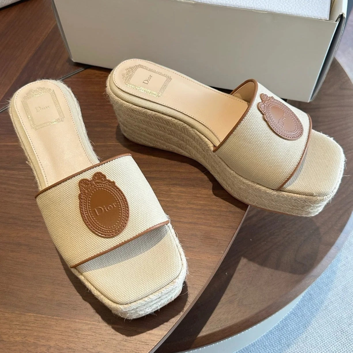 Dior 2026 Medaillon Wedge Slide 95mm Denim 976902