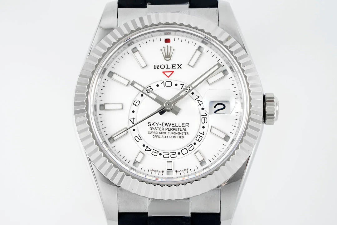 Rolex Sky-Dweller 42mm Stainless Steel Case White Dial Rubber Strap