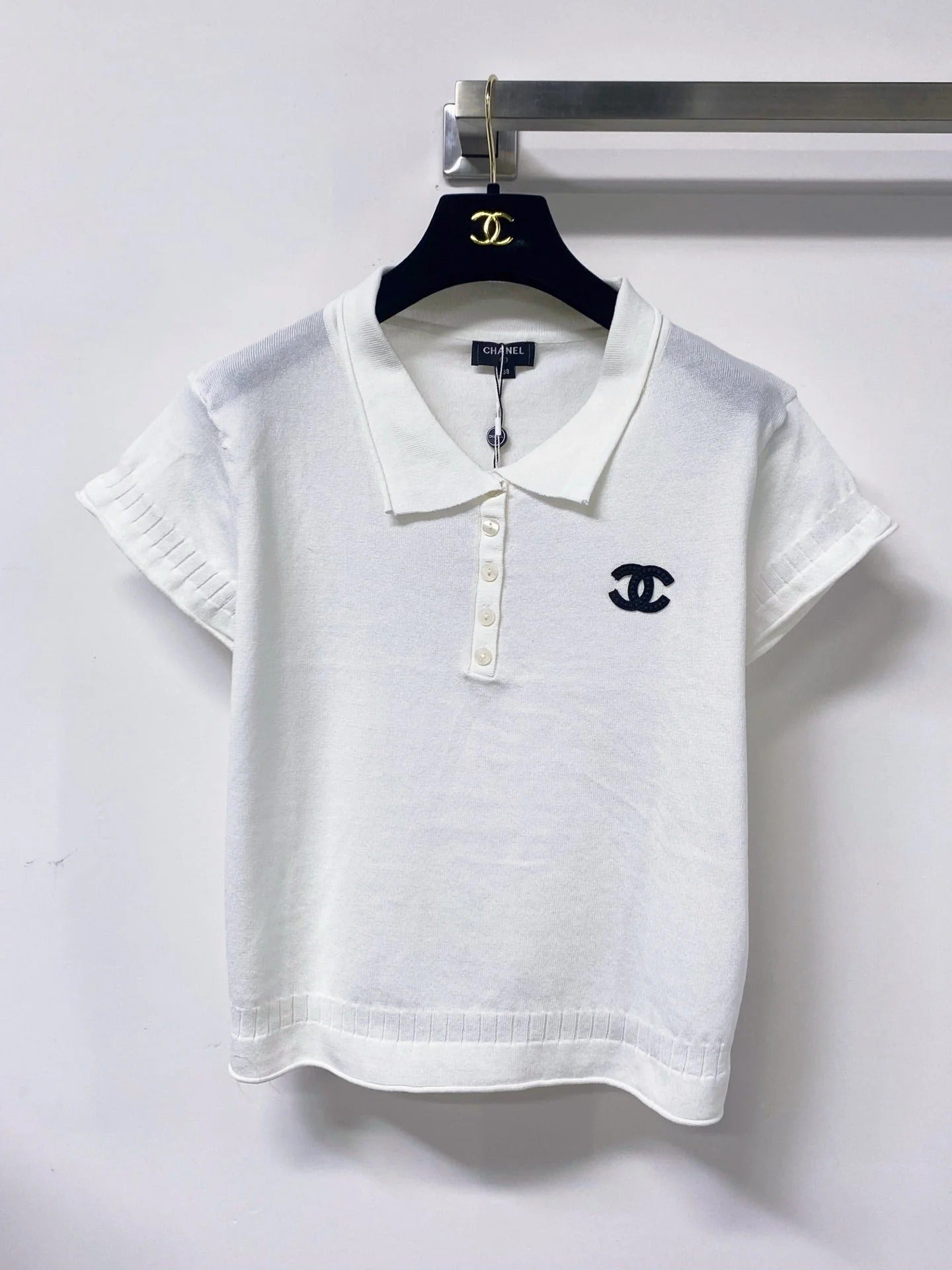 Chanel 2026 Short-Sleeve Knit Polo Shirt Wool Laine 479887