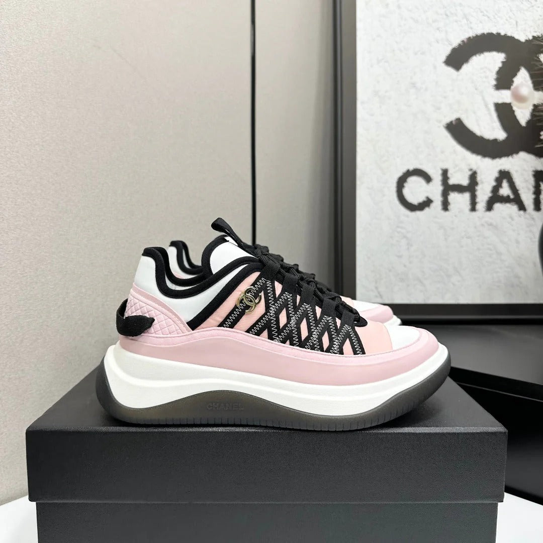 CC 26s Casual Sneakers Light Pink Black Fabric Cowhide 626374