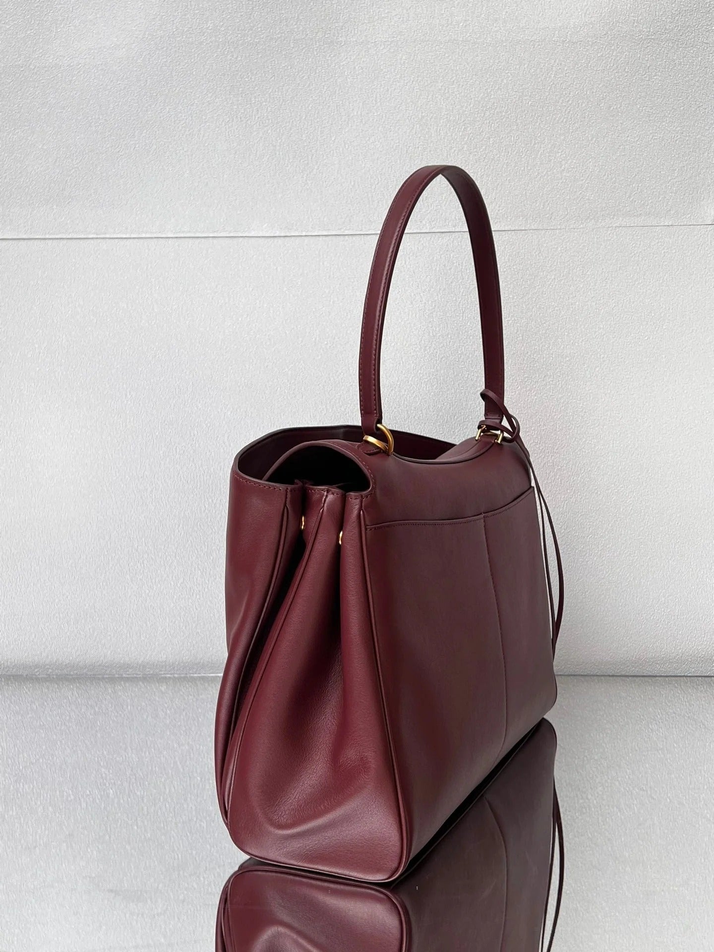 Balenciaga Large Bag 40 Burgyndy Calfskin Gold Hardware